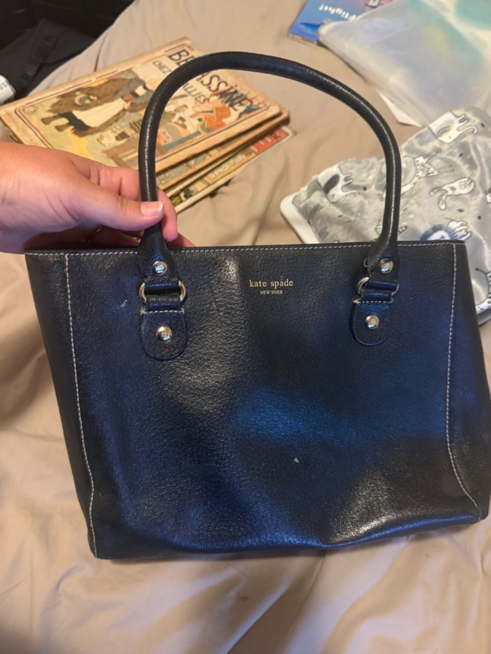Kate Spade New York Bundle — Black Wellesley Tote + Pebbled Leather Tassel Cross - Picture 6 of 8
